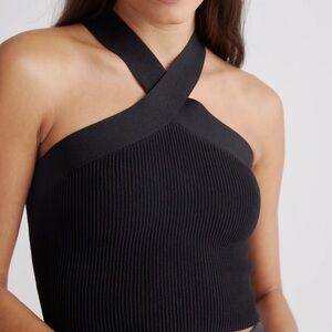 Quince Black Ribbed Crop Tank Top